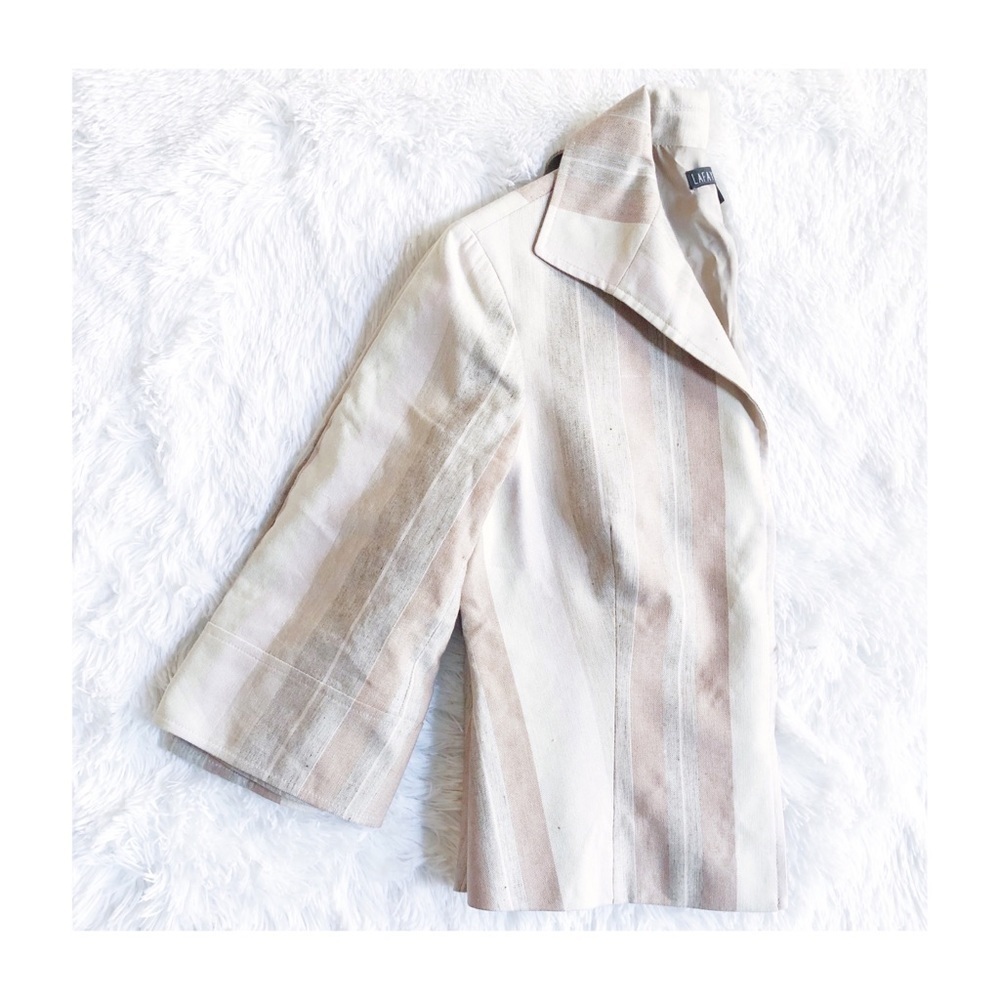 Lafayette 148 Striped Wool Casual Blazer Cream SZ6